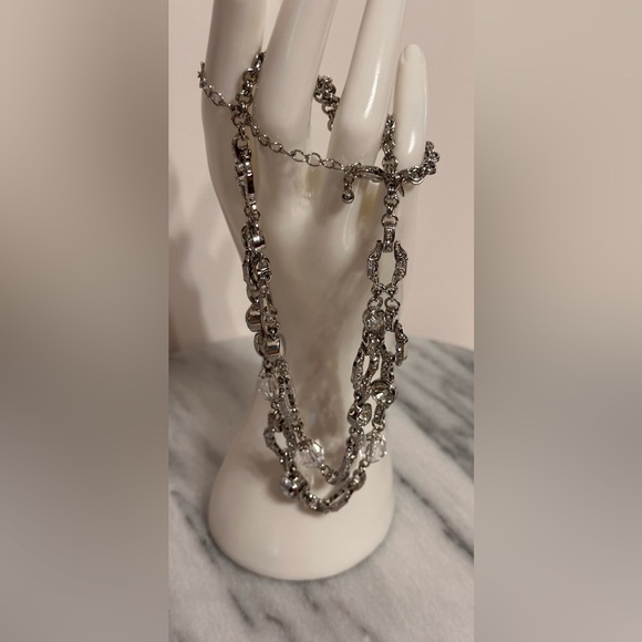 AVON Signed Silver Plated 2 Layer Rhinestone Choker 18" + 3" Extender Clear Bead - Picture 9 of 12